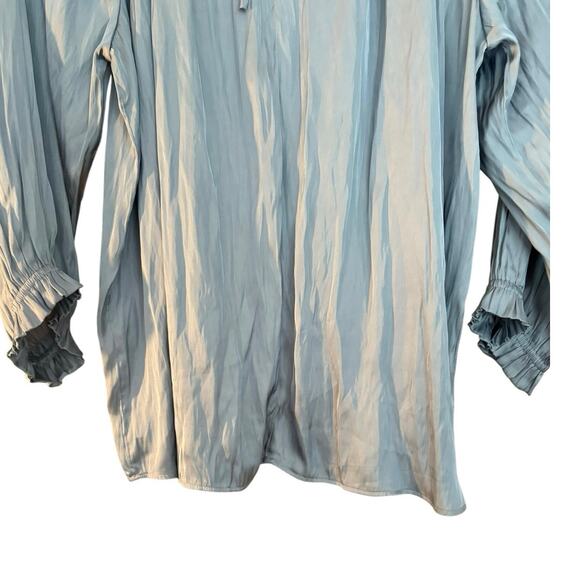 Carmen High Ruffle Neck Blouse Top Long Sleeve 2X tie Neck Flowy Boho Office - Picture 2 of 6